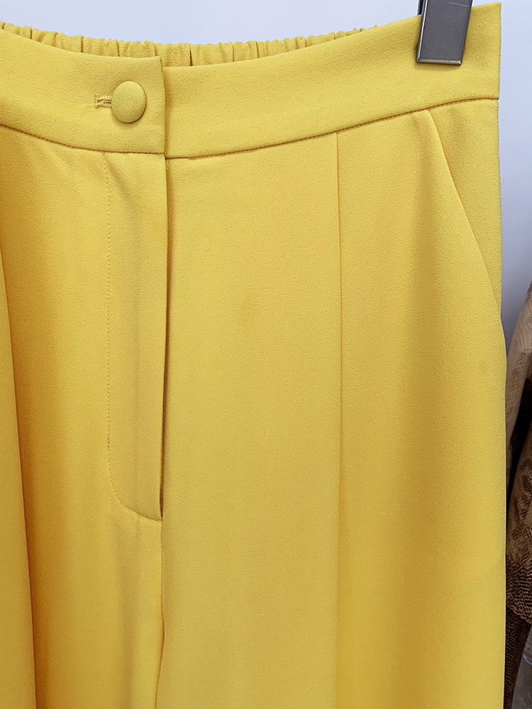 1029 XXL 2023 Milanese stijl herfst merk dezelfde stijl tweedelige sets revers nek gele bloemenprint lange broek imperium dameskleding met lange mouwen oulaidi