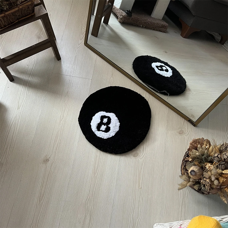 Arredamento la casa Tappeti d'arte 8 Ball Black Area Rug Collezione Hypebeast Sneakers Mat Camera da letto Corridoio Sala giochi Fatto a mano Acrilico Tappetino alla moda Fornitore