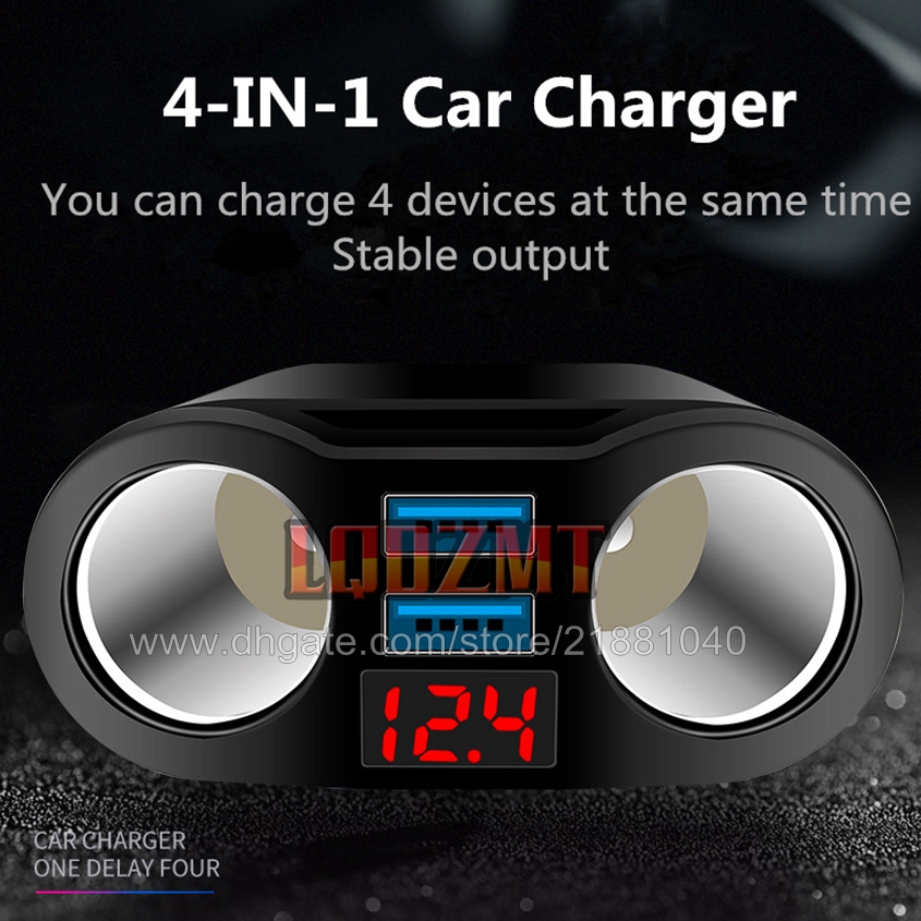 3.1A Dual USB Car Charger 2 Port LCD Display 12-24V Cigarette Socket Lighter Fast Car Charger Power Adapter Car Styling Car-Charge Car-Charger Quick Charging Free ship