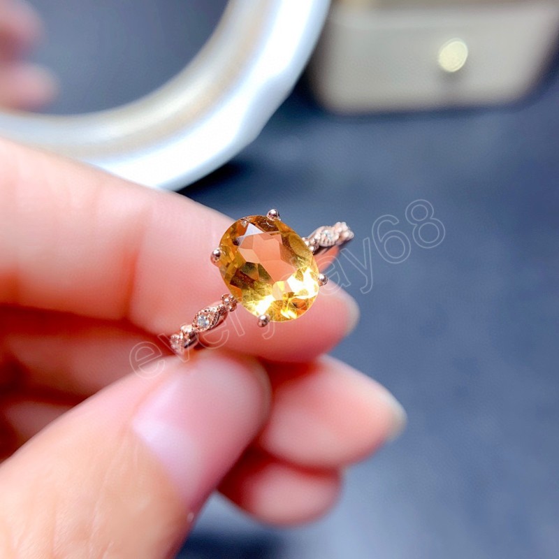 Simulação oval de luxo Citrine Citrine Zircon Anéis para mulheres Minimalist Crystal Ring Feminino Festem Festas Jóias Presentes