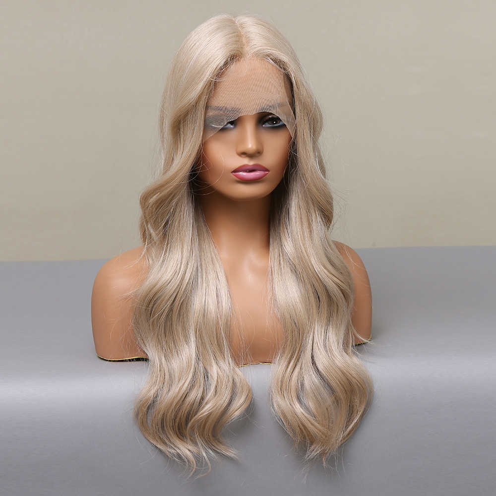 Synthetische Perücken Easihair Long Blonde Lace Front Synthetic Wig Natural Hair Frontal s für Damen Daily s High Density Cosplay 230227