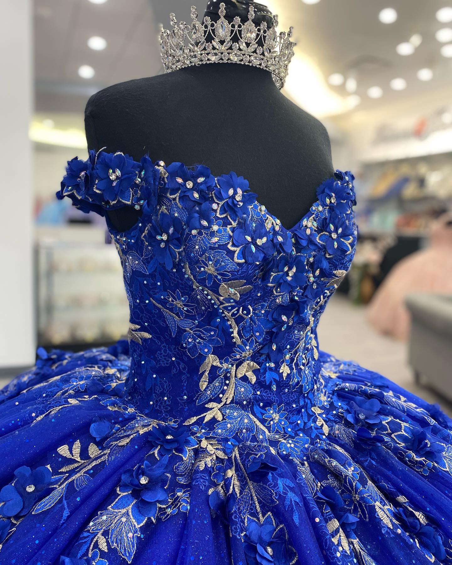 Sparkle Sequins Quinceanera Dress 2023 Charro Mexican Prom Sweet 15/16 Girl Party Wear Gown vestido de 15 anos 3D Flowers Floral Lace Applique Corset Royal Blue Pink