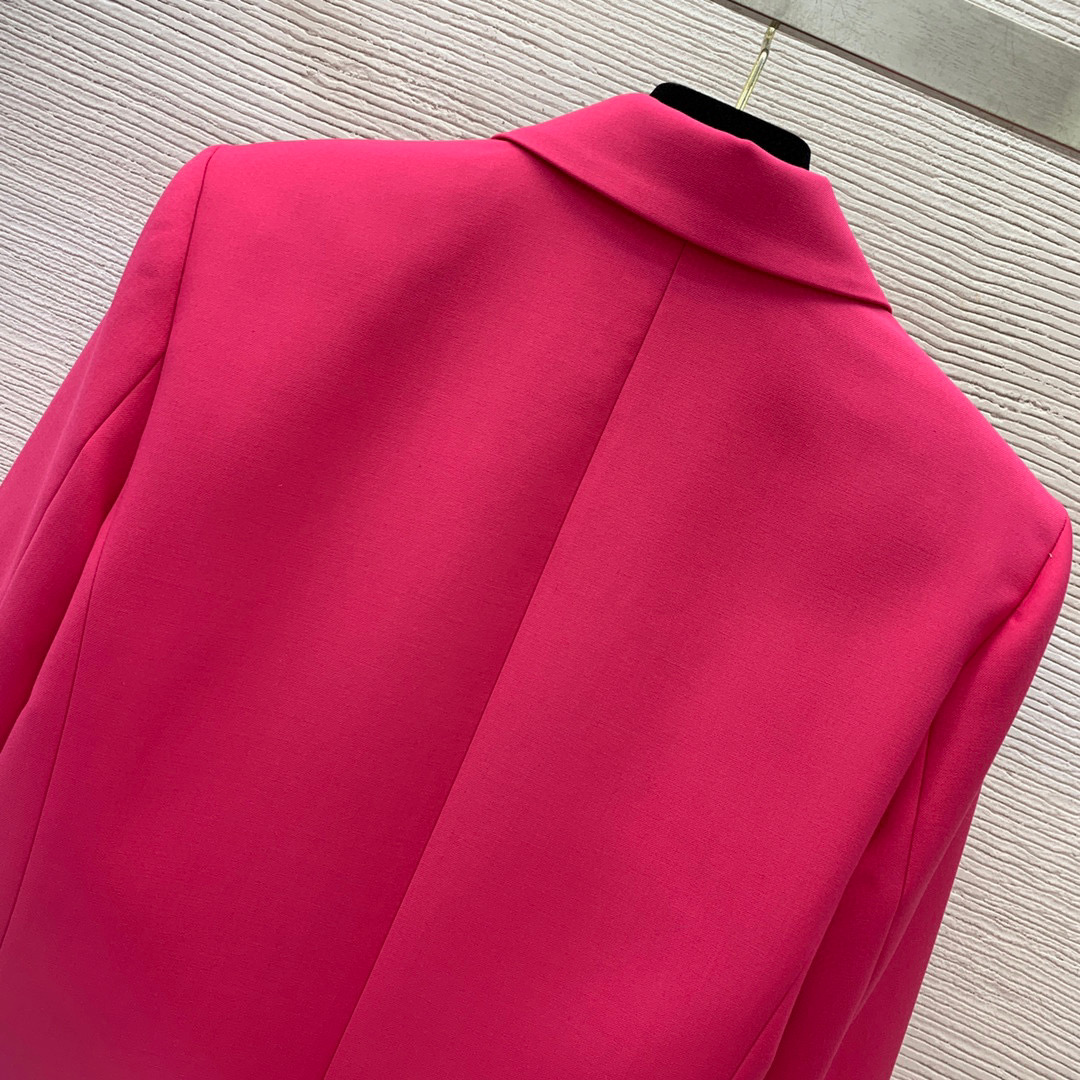 V007 Cappotto in lana da donna Rosa Rosso Blazer doppiopetto piramidale di alta qualità Capispalla di lusso femminile Primavera Autunno Blazer squisito