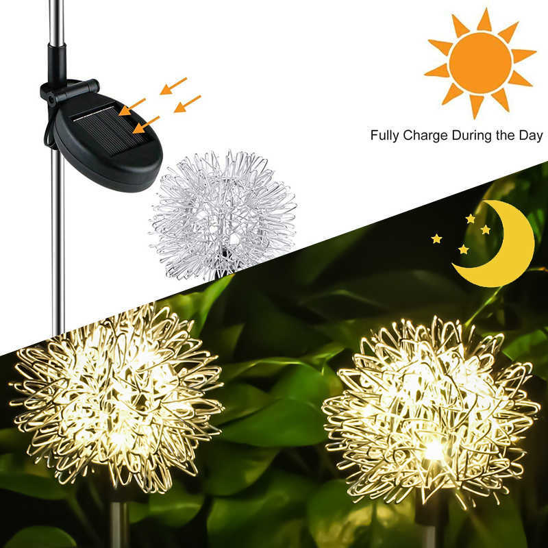 Nyhetsbelysning 4st LED Solar Garden Lights Waterproof Dandelion Decoration Lamp för Yard Balkony Patio Flowerbädd P230403