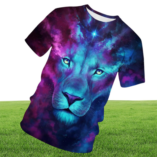 MEN039S Tshirts Summer Tshirt Oneck Clotheward Clothing Animal Lion 3D Print Firt