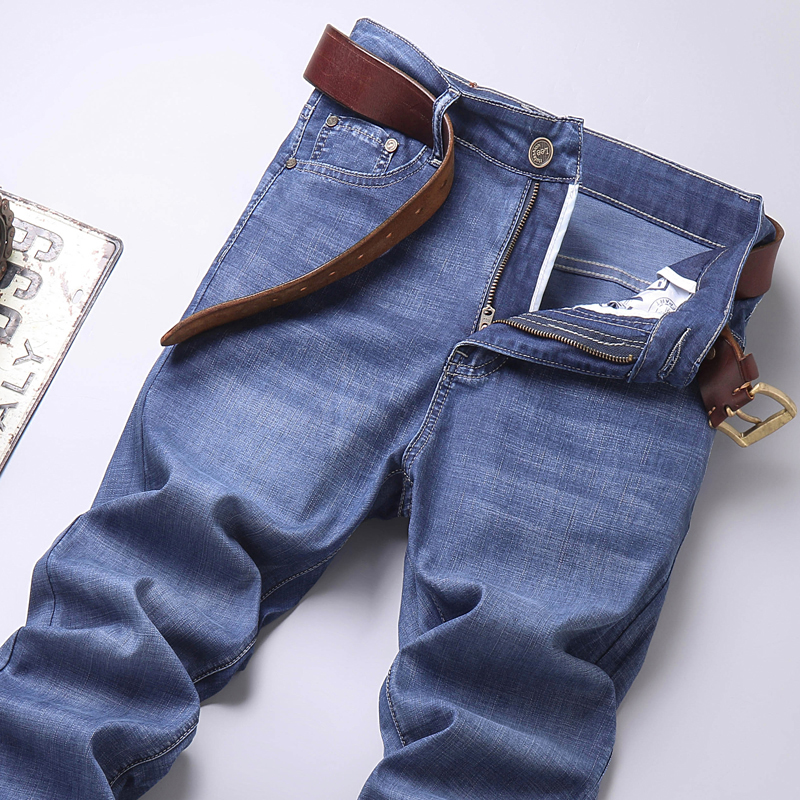 Men's Jeans Spring Summer Thin Denim Slim Fit European American High-end Brand Small Straight Pants XL892-7