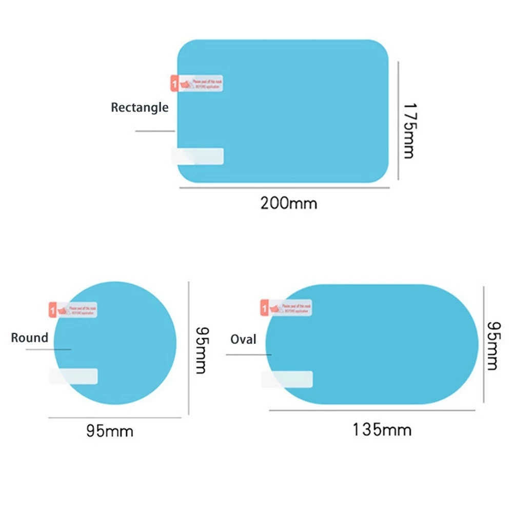 Film imperméable Anti-buée pour voiture, 2 pièces, autocollant Transparent pour rétroviseur de voiture, Film Transparent résistant à la pluie