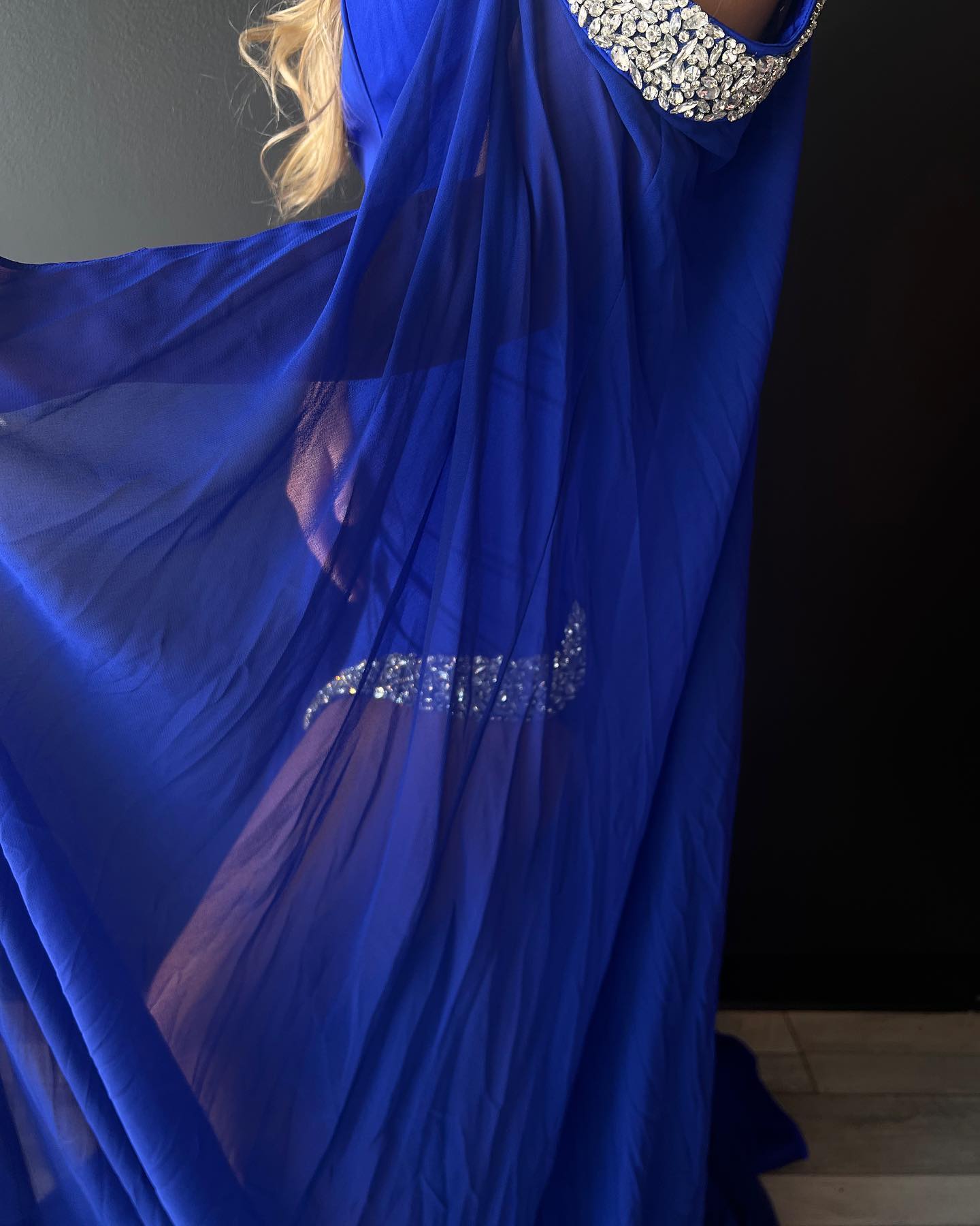 Off the Shoulder Satin Evening Dresses 2023 with Cape Long Sexy High Slit Prom Pageant Party Gowns Black-Tie Gala Robe De Soiree Royal Blue Sage Crystals Beading Straps