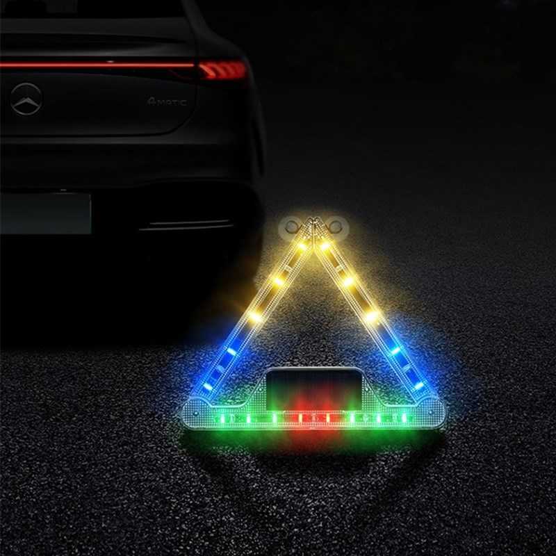 New Solar Powered Car Emergency Light Foldable Rotatable LED Warning Signal Light USB Rechargeable Multi-Mode Car Tail Light 5V