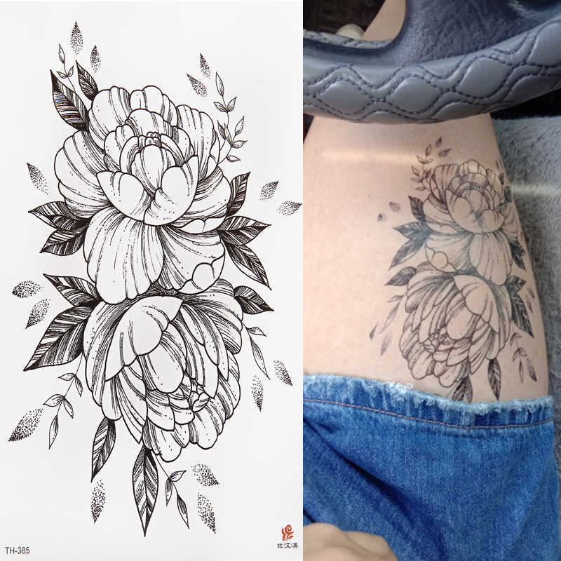 Tatuagens temporárias Tatuagem de tatuagem temporária Roses preto Padrão de flor Padrão