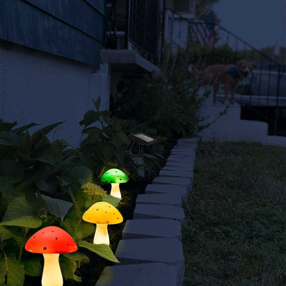 참신 조명 태양 광 방해 라이트 정원 야외 장식 8 모드 방수 버섯 램프 통로 조경 마당 부활절 할로윈 크리스마스 햇빛 p230403
