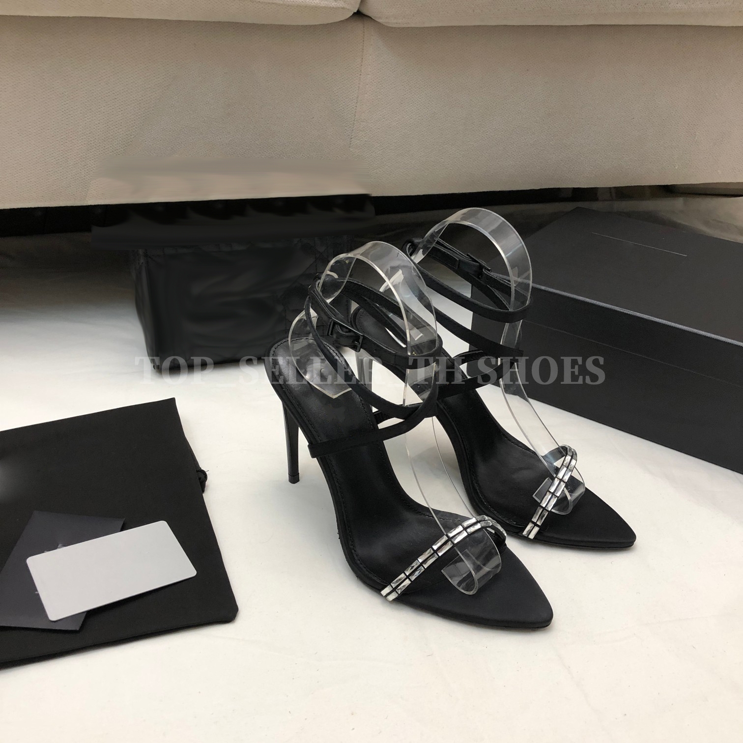 Designer Stiletto Sandal Women Slingback-Pumps Suede Satins Dress Shoe Narrow Band Leather Pearl Party Wedding Shoes Chunky Heels Slides
