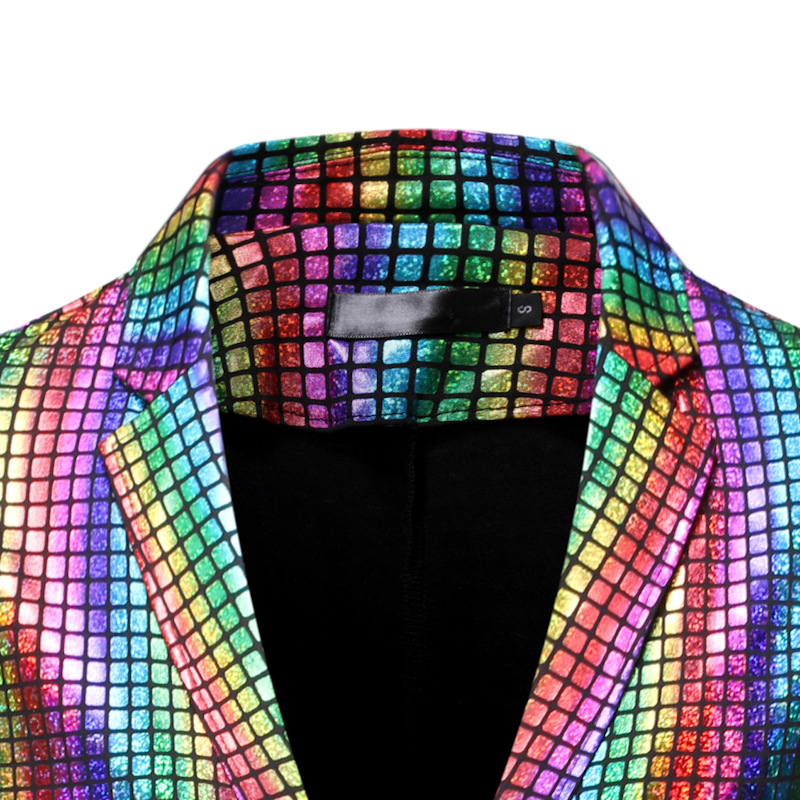 Abiti da uomo Blazer Uomo Stage Prom Oro Argento Arcobaleno Plaid con paillettes Giacca Pantaloni Uomo Dance Festival Natale Halloween Party Costume Homme 230404