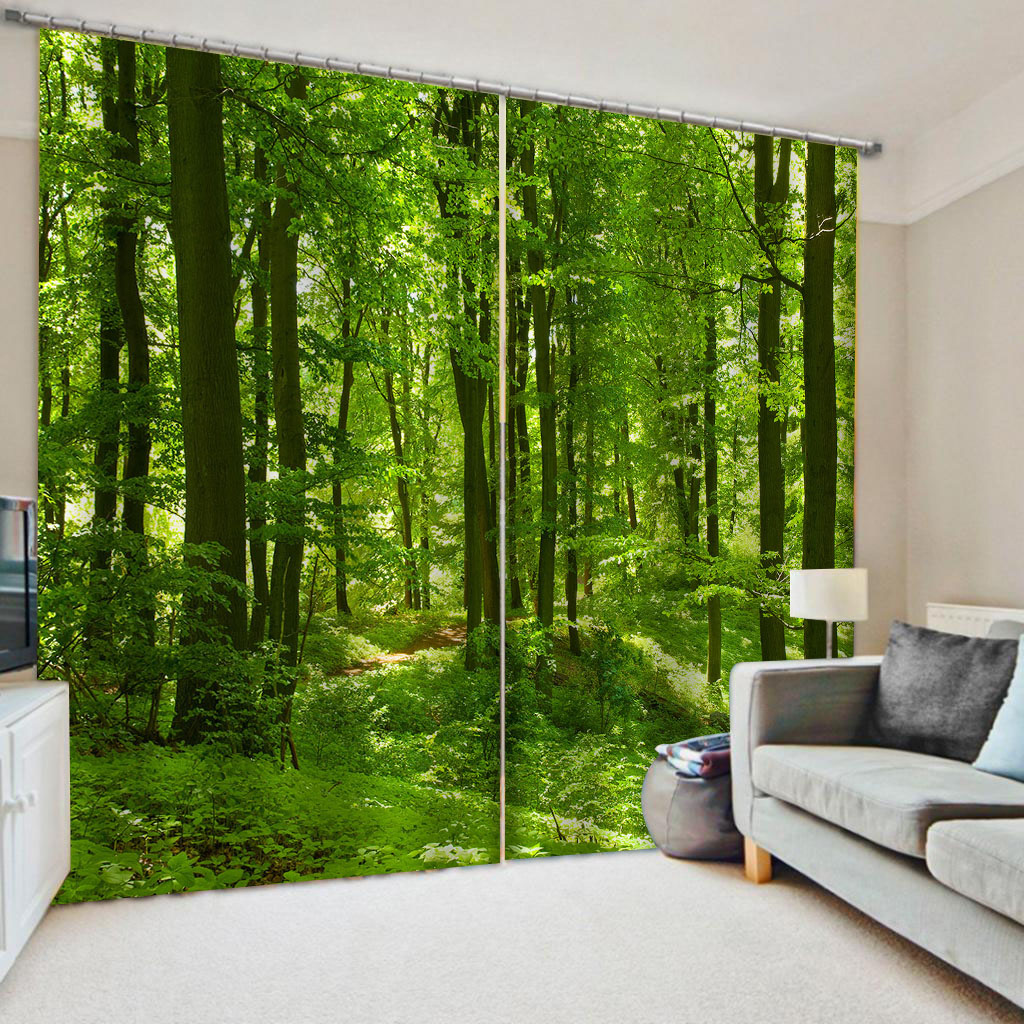 Rideau 3D Photo personnaliser taille vert forêt rideaux chambre salon bureau Cortinas panne salle de bain douche