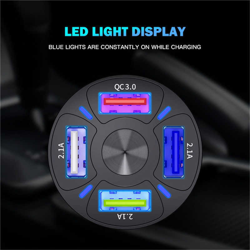 UPDATE 4 PORTS USB CAR CHARGE 48W Snabb 7a Mini Fast Charging för iPhone 11 Xiaomi Huawei Mobiltelefonladdare Adapter i bilen