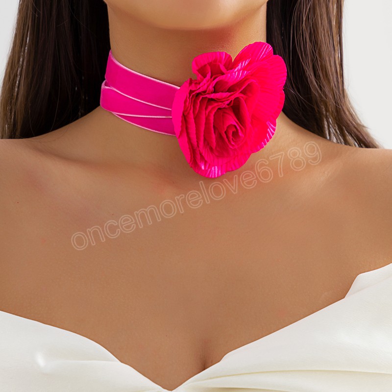 Elegante grote rozenbloem sleutelbeen kettingketting voor vrouwen Wed Romantisch verstelbare lange keten sexy mariage sieraden cadeau