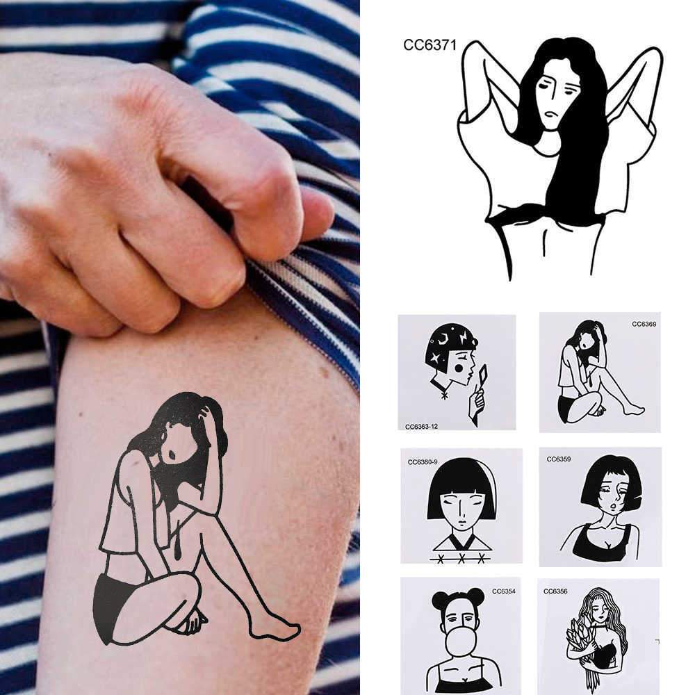 Tatouages Temporaires Noir Cool Fille Oiseau Volant Jetable Étanche 3D Tatouage Autocollant Femmes Sexy Poignet Tatouage Body Art Tatouage Temporaire Papier Z0403