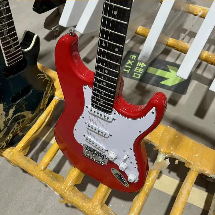 세인트 일렉트릭 기타, 붉은 색, 로즈 우드 핑거 보드, 마호가니 바디, 22 프렛 기타 라, 6 줄 기타,