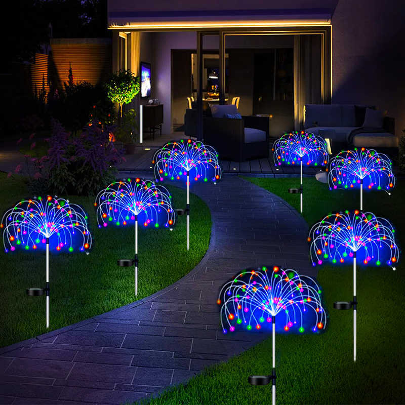 LED 문자열 태양열 LED 불꽃 놀이 요정 조명 야외 방수 정원 장식 잔디밭 통로 태양열 램프 P230414