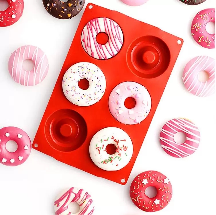 Cake Tools Silicone Donut Pan 6-Cavity Donuts Baking Forms Non-Stick Cake Biscuit Bagels Mögel Tray Pastry