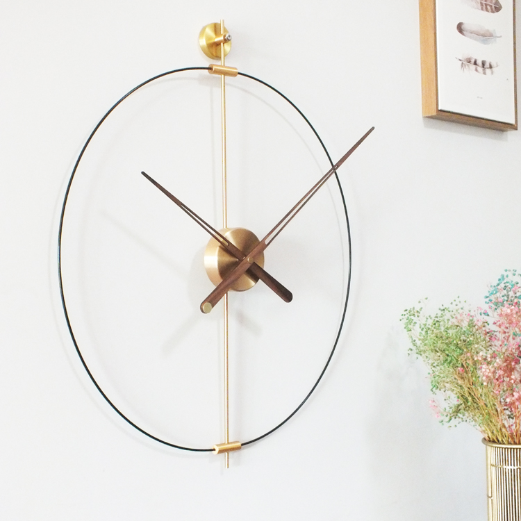 Minimalist Nordic Spanish decoration large wall clock Living room Dining room Creative modern art temperament clock form pole single circle style