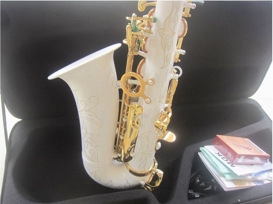 Новый профессиональный альт-саксофон, белый супер музыкальный инструмент, высокое качество, E-плоский саксофон с аксессуарами в футляре