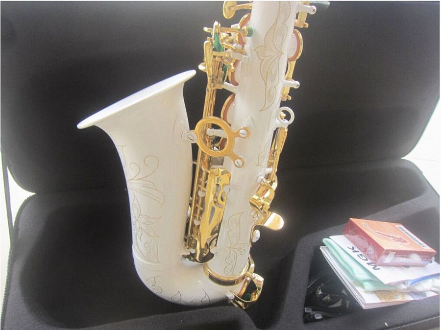 New Professional Alto Saxophone White Super Musical instrument High Quality E Flat Sax With Case accessories