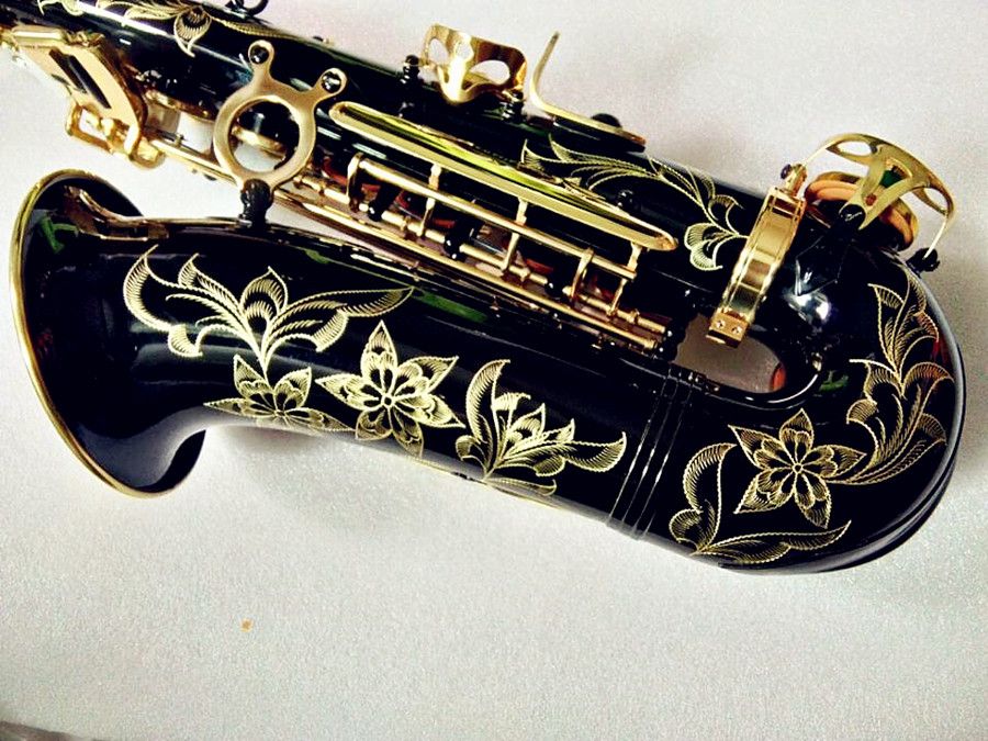 전문적으로 알토 색소폰 A-991 Black Gold Brass Musical Instrument Alto Sax와 ​​케이스 액세서리