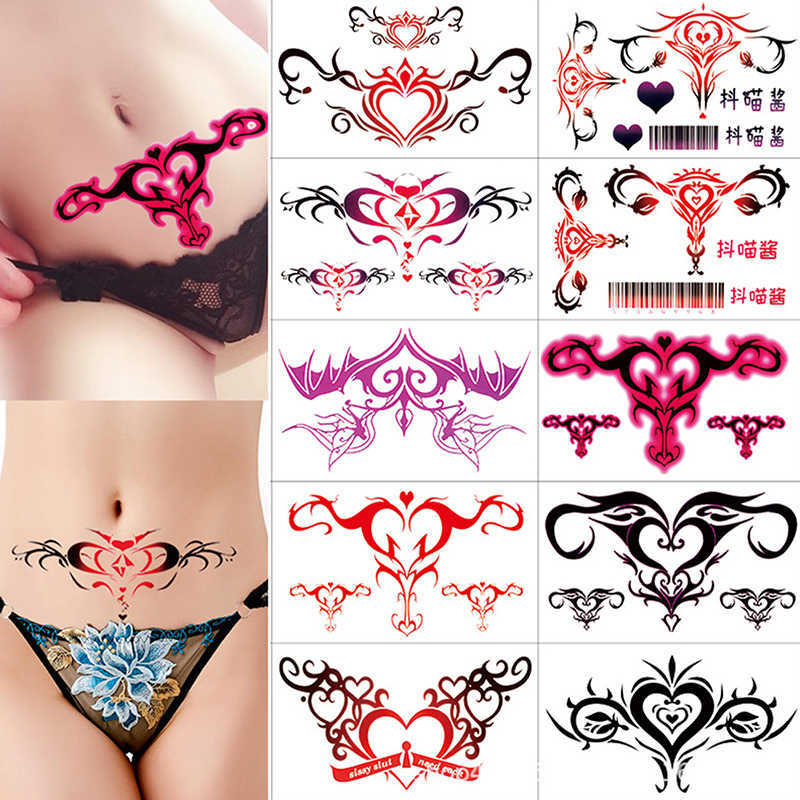 Temporary Tattoos 10/Female Private Parts Temporary Waterproof Tattoos Stickers 3d Fake Sex Womb Tattoo Stickers Fake Tattoos For Women Z0403