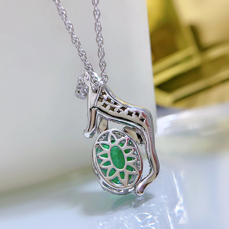 Leopard Emerald Diamond Pendant 100% Real 925 Sterling Silver Party Wedding Pendants Necklace For Women Men Engagement Jewelry