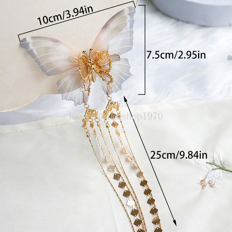 Romantic Retro Butterfly Hairpin Tassel Hair Clip Moving Butterfly Bangs Side Clip Trembling Butterfly Hairpin Headdress