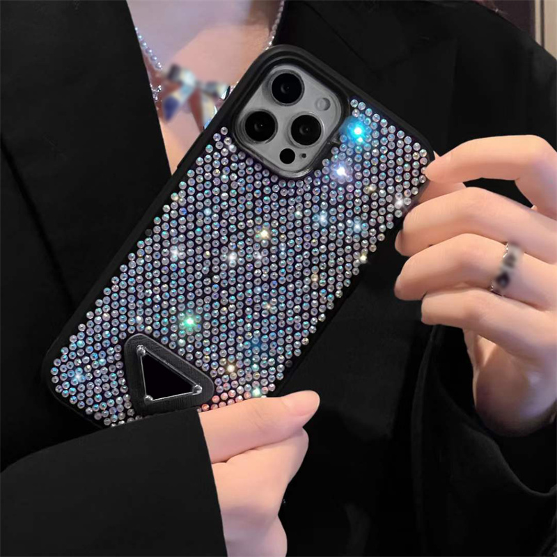 Coque de téléphone de luxe incrustée de diamants incrustés pour iPhone 14 Plus 13 12 Pro Max Mode Flash Strass Bling Dames Couverture Anti-Chute Antichoc 