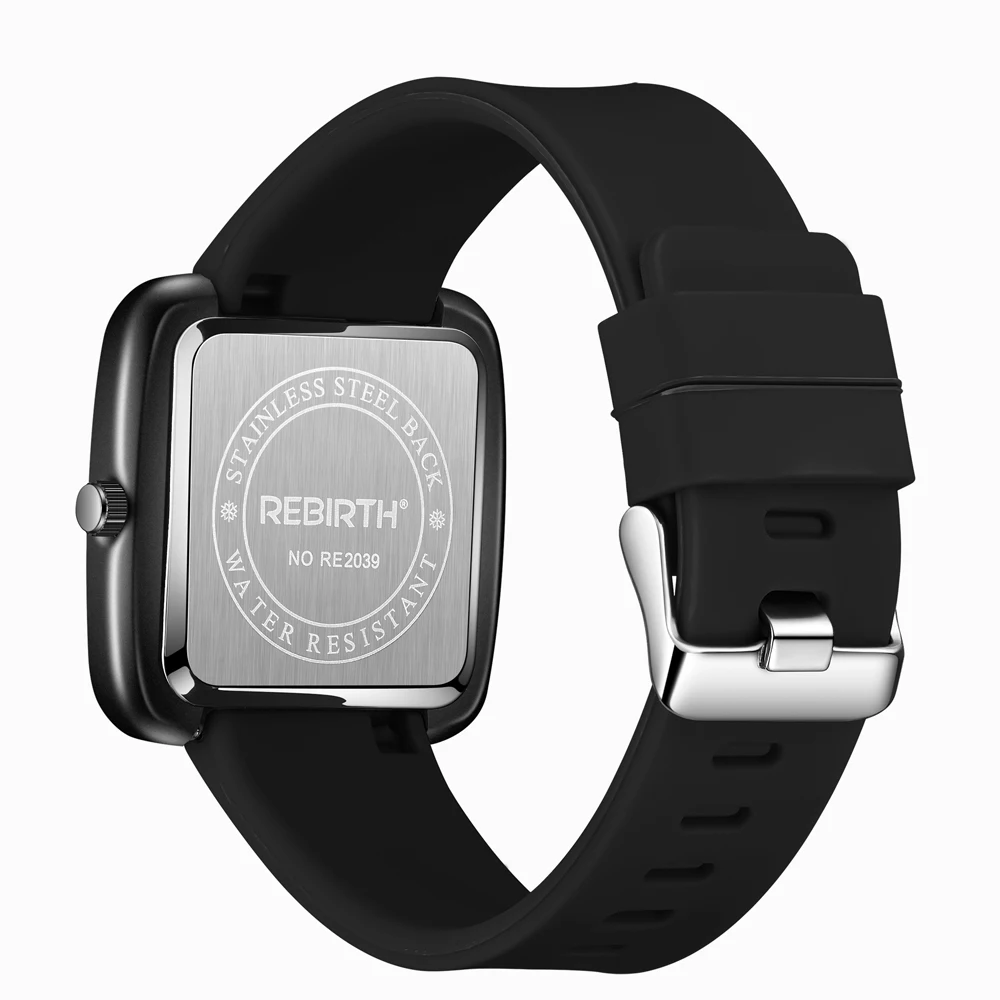 Yeni Black Square Watch Leisure and Moda Men Bayan Waterproof Quartz Deri kayışları izliyor