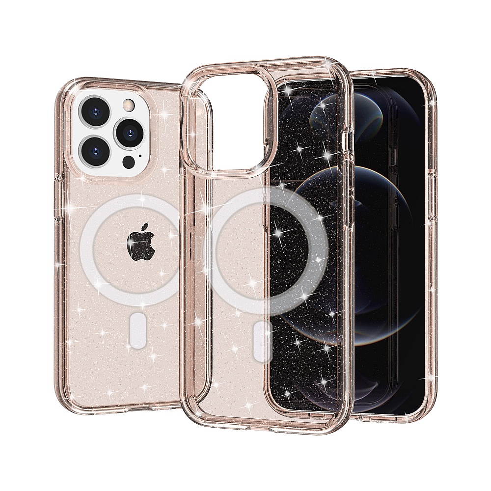 Estuches para teléfonos Clear Bling Glitter magsafe para iPhone 12 12 pro max 13 14 plus 11 pro max Estuche magnético rígido transparente de 2 mm de espesor