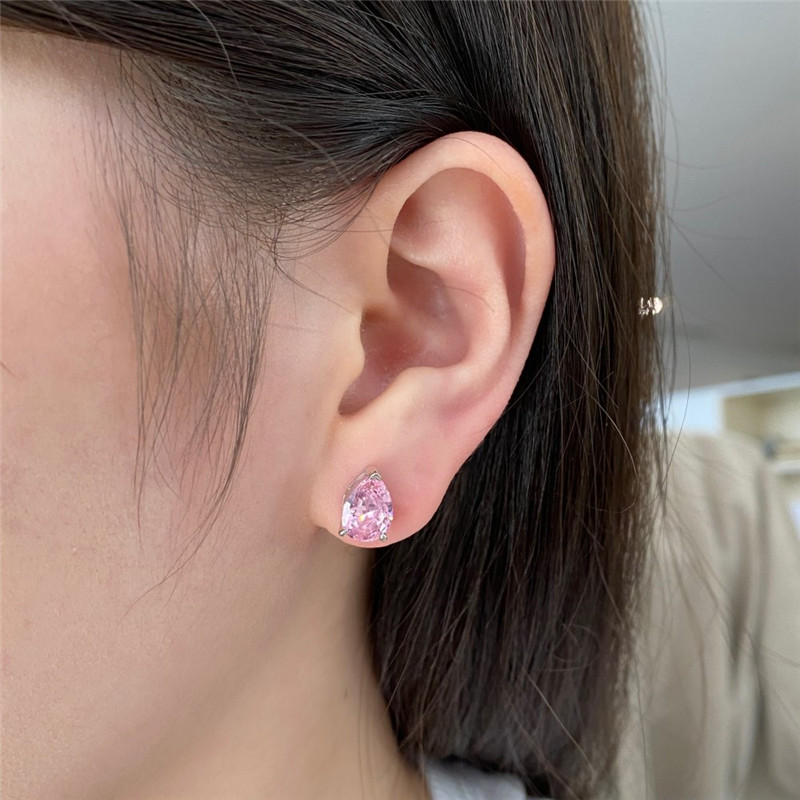 6-10mm diamantdesigner örhänge för kvinna 925 sterling silver vit rosa 5a zirkonia fyrkantig rund hjärtan bakre stud smycken örhängen kvinnor party vän flickor presentförpackning