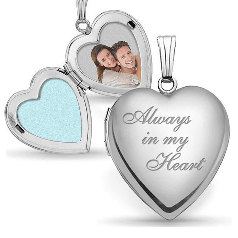 Love Heart Lockets for Women Photo Box Pendants Picture صورة مجوهرات مفتوحة دائمًا في قلبي الفولاذ المقاوم للصدأ hihg ملحقات الفتيات المصقولات