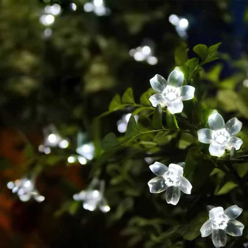 LED -strängar Solar Garden Light LED Flower Lighting Fairy String Lights Outdoor Christmas Chain Lamp Blossom Festoon Party Home Decoration P230414