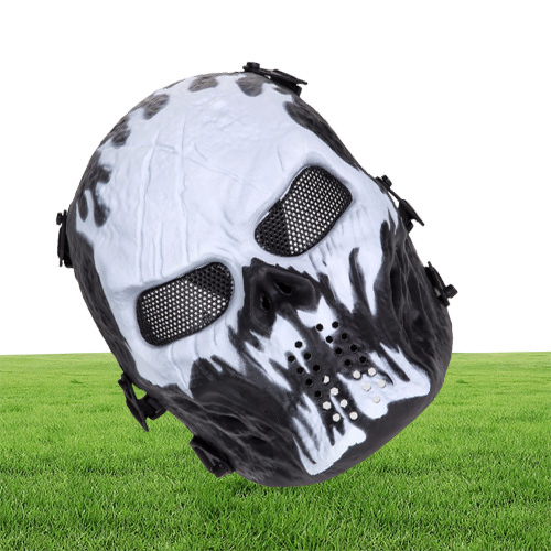 Airsoft Paintball Party Mask Skull Full Mask Mask Army Games Outdoor Metal Mesh Eye Shield Costume forniture feste di Halloween Y24020198