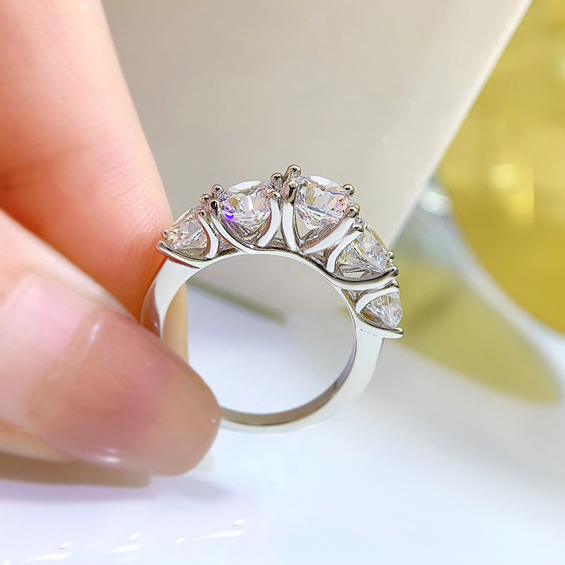 Pięć laboratoryjnych pierścionek Diamond 100% Real 925 Sillling Silver Party Wedding Pierścienie dla kobiet Bridal Promise REGAMENT REGAMENT Prezent biżuterii