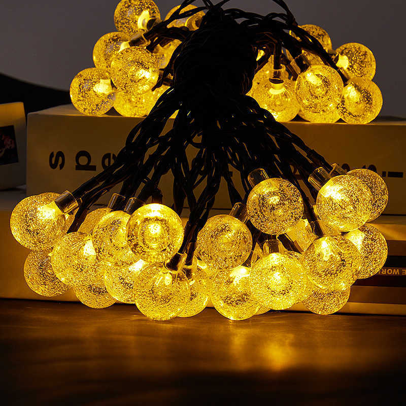 LEDs de iluminação de novidade Sub linha solar luzes solares de fada ao ar livre festa de casamento lâmpada de bola de cristal ip65 Garland à prova d'água decoração de natal p230403