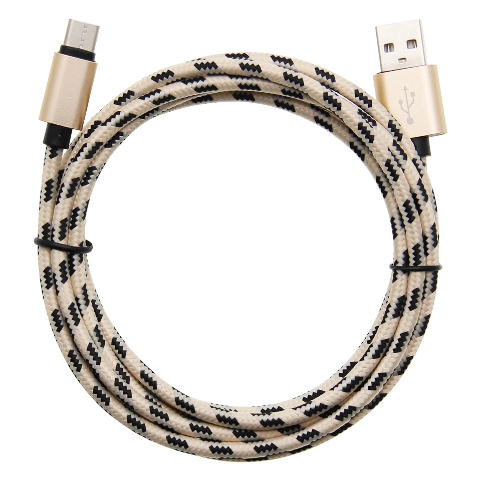 Hög hastighet USB -kabel Typ C Datasynkroniseringsladdningstråd tjocklek Stark nylonflätad 2A Mikrochaddare Kabelkabel för Samsung Smart Phone 1M 2M 3M 3M 6ft 10ft färgglad