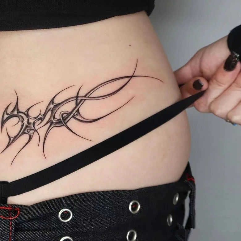 tatuagens temporárias tatuagem de impressão preta sexy vermelha para mulheres adesivas de tatuagem temporária totens de renda abdômen à prova d'água Tatuagem falsa z0403