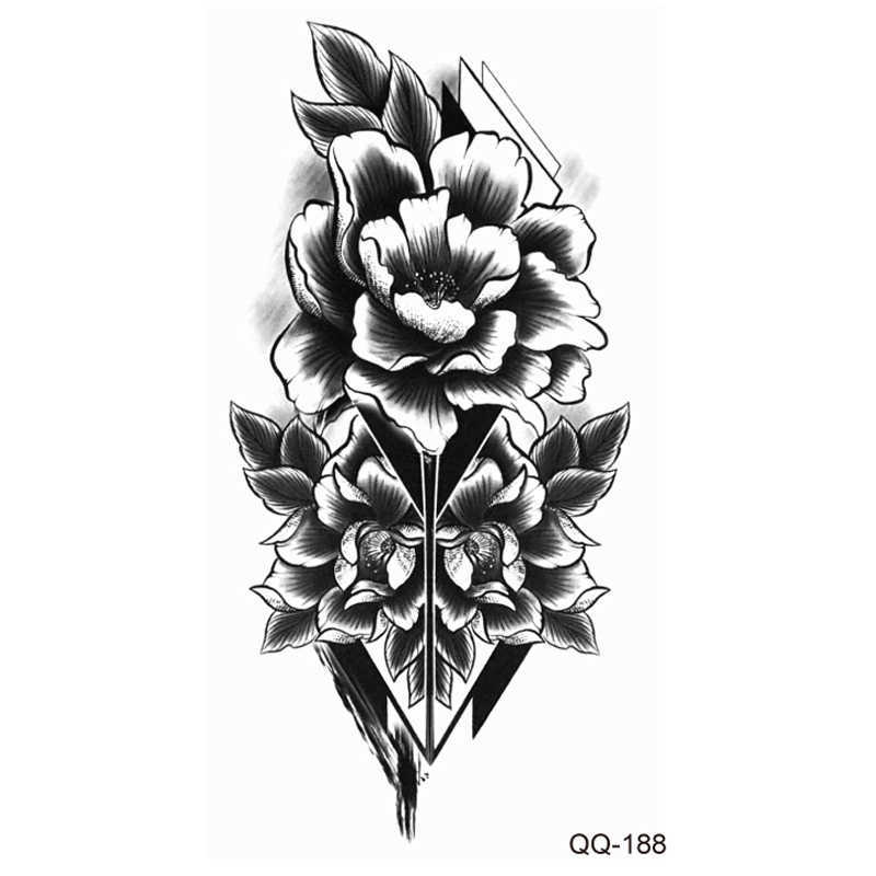 Tatouages temporaires Noir Rose Tatouage Temporaire Autocollant Fleur Plume Éléphant Corps Clavicule Cheville Jambes Bras Art Faux Tatto Partie Bikini Tatouages Z0403