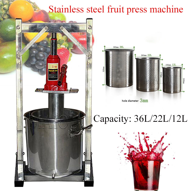 12L GRAPE Fruktjuice Cold Press Juicing Machine 304 Rostfritt stål Jack Manual Grape Pulp Juicer Machine