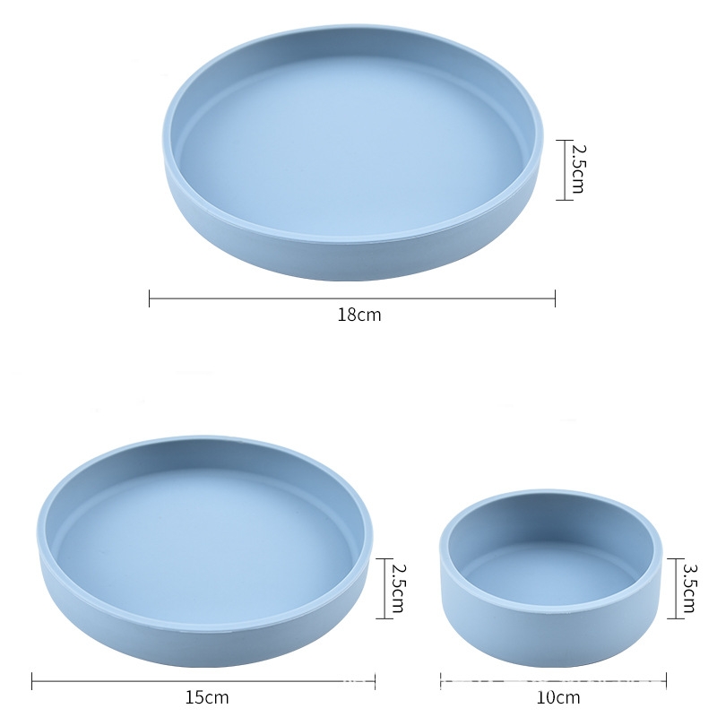 3 pièces/ensemble assiettes rondes en Silicone, vaisselle incassable, ensemble d'assiettes, lave-vaisselle, micro-ondes, cuisson, bols à fruits, ensembles de vaisselle Q691