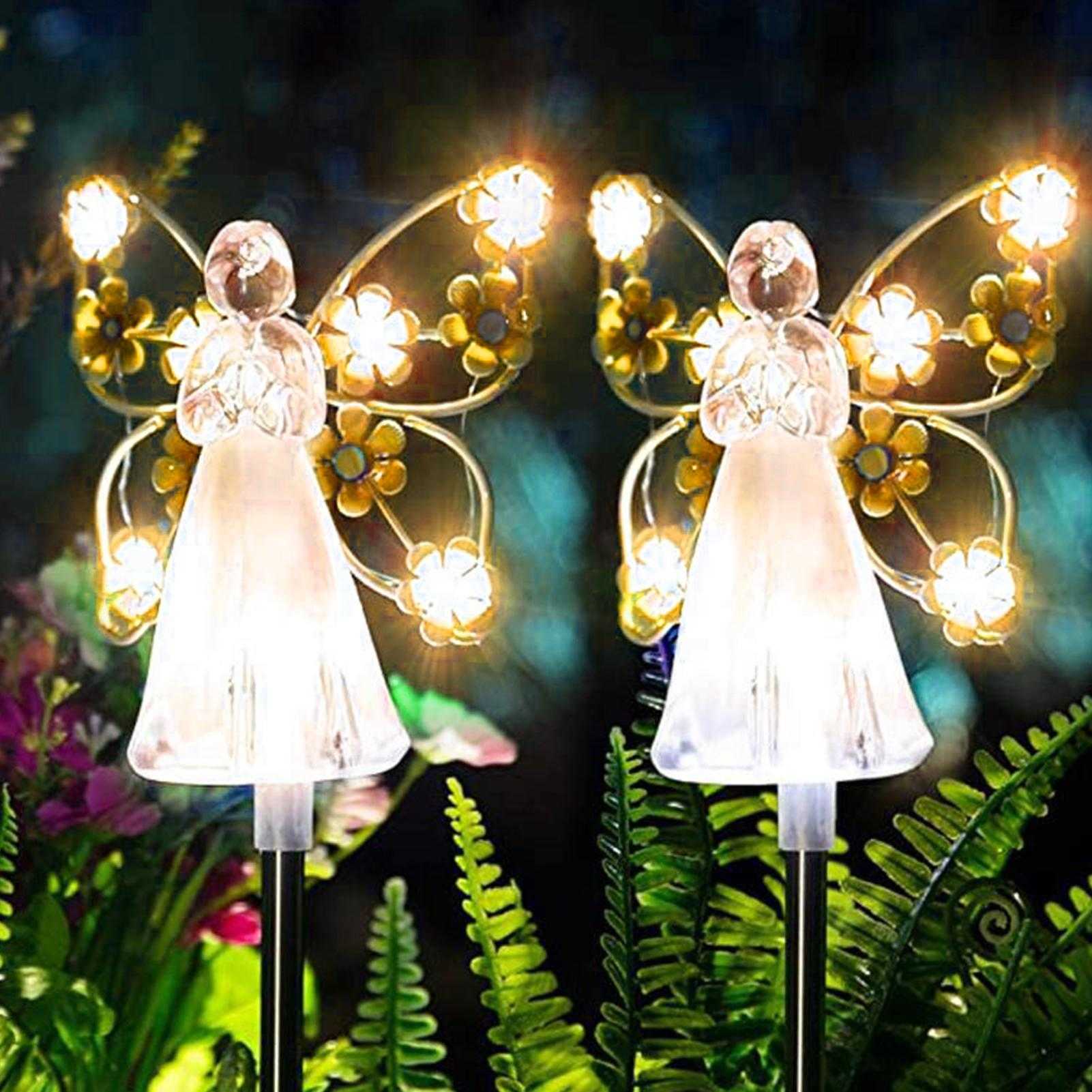 Novelty Lighting Solar Angel Lights Outdoor Garden Landscape Lamp Led Lights Stake Garden Lights for Yard Lawn Pathway Grave Cemetery Patio P230403