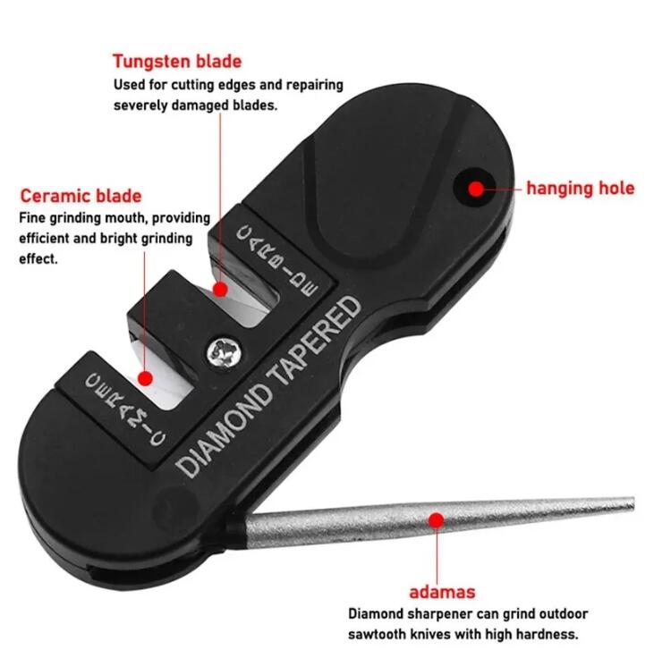 Outil de Camp multifonctionnel d'affûteurs extérieurs portatifs pour la chasse et la cuisine outils d'affûtage de couteau de matériaux en acier de tungstène