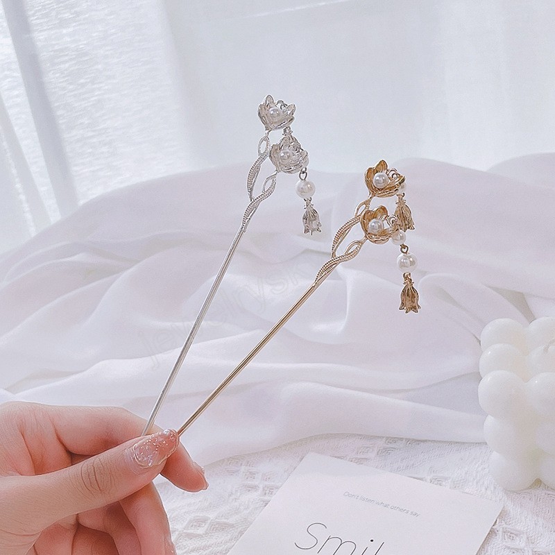 Hairpins de cabelo chinês pérolas simuladas pearsel gancho de cabelo mulheres clipe de cabelo de cabelos de caba