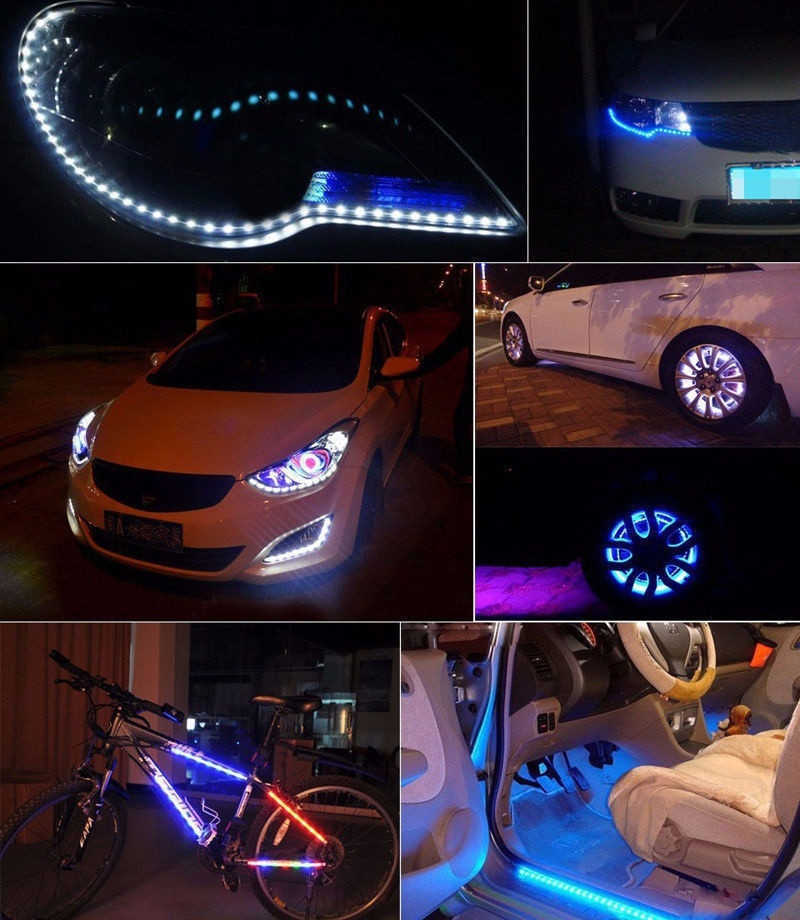 Nouveau 4 pièces 30cm 15-LED voiture camions moteur gril Flexible 6 couleurs bandes lumineuses