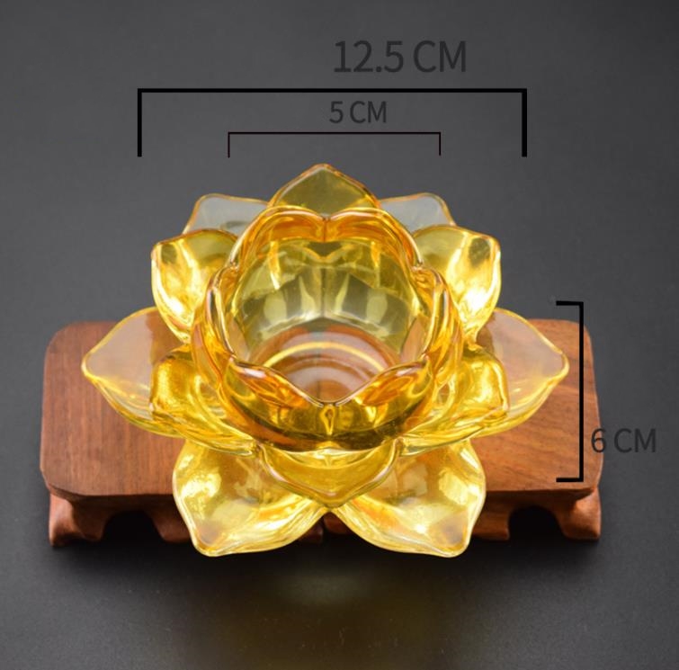 Glass Lotus Flower Candle Holder High Quality Crystal Tea Light Candlestick Handmade Buddhist Crafts Home Decor SN5314